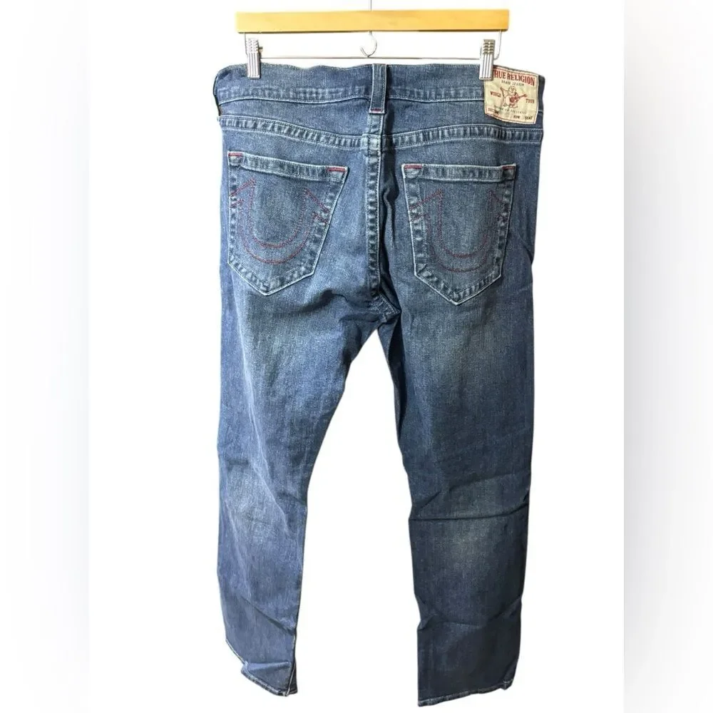 True Religion denim blue jeans 38 Ricky relaxed straight